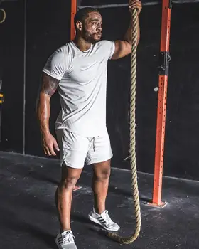 Svalové bratr muže, rychlé suché pot školení, neformální prostý barva krátký rukáv kolem krku cvičení fitness training T-shirt