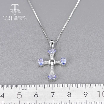 TBJ ,Křížek Tanzanite přívěsek s přírodní světle modrý Drahokam náhrdelník ovál 3*5 mm 4 kusy 925 sterling silver jemné šperky