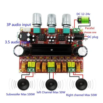 TPA3116D2 Zesilovač Board 2.1 Kanálu Třídy D Digitální Napájení Audio Stereo ZESILOVAČ Modul 2 x 50W+100W pro Audio Systém DIY Reproduktory