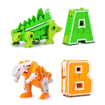 Transformace Robot Dinosaurus Slučovače Sada Abeceda Písmen Anglické Děti Stavební Blok Vzdělávací Hračka Dárek