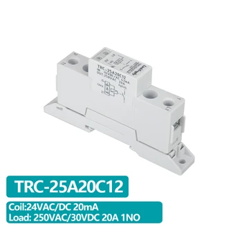 TRC-25A20C24 High Power Relé na Din Lištu Vstup 24VDC/AC 20 ma Výstup 250VAC 20A Elektromagnetické Kontakt Relé Řídící Deska Modul