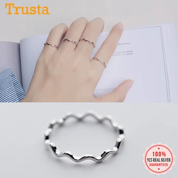 Trustdavis Autentické 925 Sterling Silver Lines Křivky Hladké Vlny Prst Prsten Pro Ženy, Svatební Fajn S925 Prsten Šperky DA11111