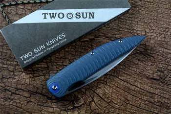 Twosun TS116 14C28N Saténový Blade Modrá G10 Rukojeť Kapesní Skládací Nůž Utility Ovoce Camping Venkovní Lov EDC Nástroj