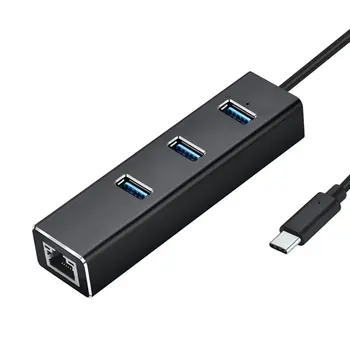 Typ-c 3.0 HUB + Gigabit Hub 3 Porty USB 3.0 Gigabit Ethernet LAN Rj45 Síťový Adaptér, Rozbočovač na 1000mbps