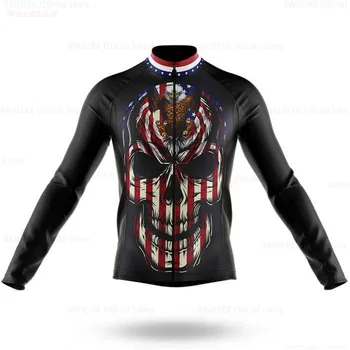 USA Pánské Cyklistické Jersey Jaro/Léto Oblečení Dlouhý Rukáv Hory, Venkovní Triatlon Nosit Cyklistické Oblečení Maillot Ropa Ciclismo