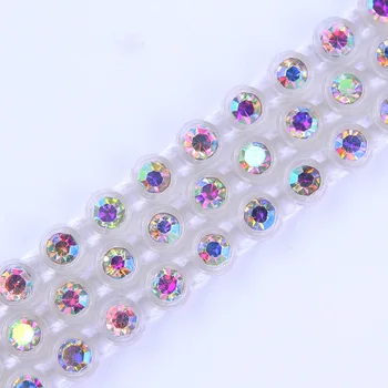 Velkoobchod Kouzlo 50yards/roll AB Skleněné Kamínky Crystal Řetězce Pro DIY Šperky Zjištění Tvorby Duhový Kámen Plastový Kelímek