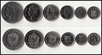 Venezuela sada 6 ks mincí 1986-1990 náhodné rok , původní UNC svět staré mince
