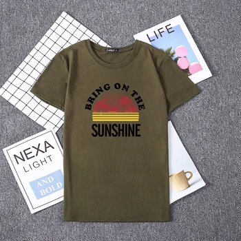 Vidlák Ženy, Pláž T-shirt Přinést na Slunci Dopis Tištěné Krátký Rukáv T Košile Letní Dovolenou Topy Trička Hot Prodej