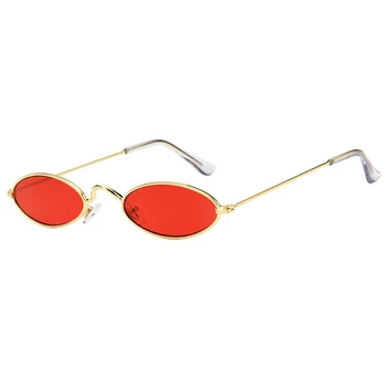 Vintage 90s Malé Oválné sluneční Brýle, Ženy, Muži, Itálie Značka Designer Malé Sluneční Brýle Kovové Jasné Odstíny Červené Elipsy Brýle uv400