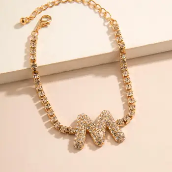 Vintage Crystal/J/M/R/K/W Dopis Přívěsek Náhrdelníky pro Ženy Letní Pláž Luxusní Drahokamu Náramek Kouzlo Přátel Ruční Šperky