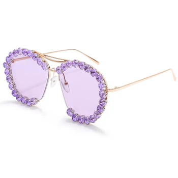 Vintage kovový oválný Drahokamu sluneční brýle, ženy 2020 luxusní značky retro oceánu, sluneční brýle Zářící Diamant brýle odstín zrcadlo