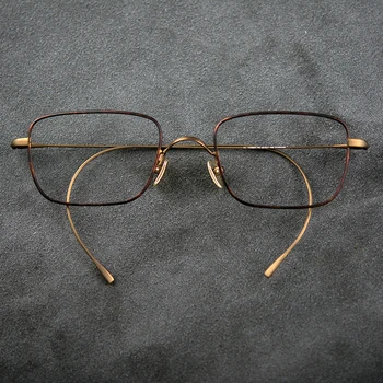 Vintage Náměstí Titanové Brýle Rám Muži Ženy Luxusní Předpis Krátkozrakost Optické Brýle Rám Kabel Visící Ucho Brýle