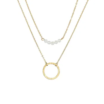 Visunion 316L Nerezové Oceli Náhrdelník Minimalistický Pearl kruh pro Ženy, Dívky, Elegantní Vynikající Kruh Kulatý Náhrdelník Šperky