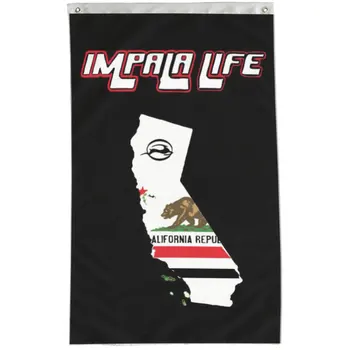 Vysoce Kvalitní Impala Život Černá Vlajka Kalifornie Tvar Státu Polyester Vlajky Banner w/ 2 Průchodky 3*5 ft