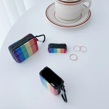 Vysoce Kvalitní Rainbow Silikonové Sluchátka Pouzdro Pro Airpods Pro 1/2/3 Nabíjecí Box Ochranný Kryt Proti pádu Prachu-guard Shell