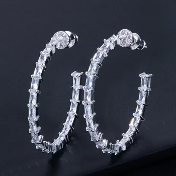 Vysoce Kvalitní Zirkony Kruh Hoop Náušnice Módní Šperky Pro Ženy Okouzlující Kruh Hoop Náušnice Pro Svatební Šperky