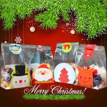 Vánoční Cookie Celofánové Sáčky Dort, Cukroví Obaly -Občerstvení,Party, Prospěch,Dárek, Svatba, Chléb Ruční Plastový Pytel 100pcs/lot