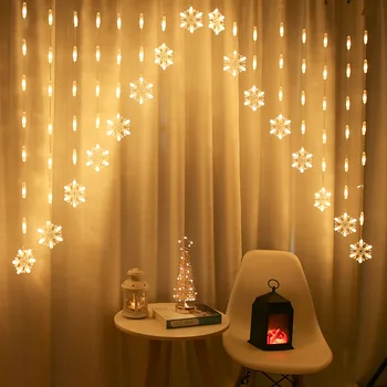 Vánoční Dekorace pro Domácí 3m LED sněhová Vločka Závěs Světla, Nový Rok 2021 Dekorativní pro Domácí Vánoční Kerst Decoratie Noel