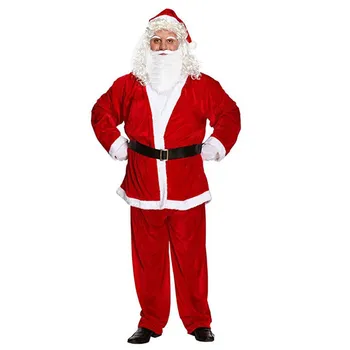 Vánoční Mužů a žen Santa Claus Kostým Princezna Šaty vousy Chlapci Oblečení Set s Kloboukem Dítě Červené Dítě Oblečení Oblečení