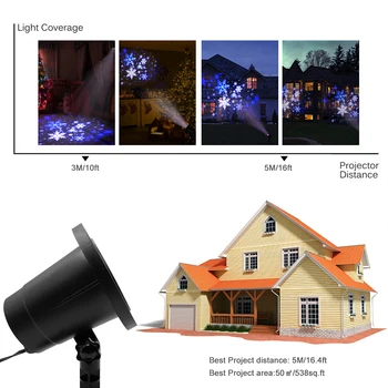 Vánoční Vločka LED Projektor Světla Rotující Sněžení Projekce s Dálkovým ovládáním Venkovní Krajiny Dekorativní Osvětlení