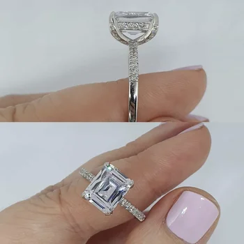Věčný 925 Sterling silver prst prsten Smaragd řez Simulované Diamond Zásnubní Svatební bílý topaz prsten pro Ženy Šperky