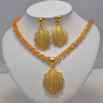 Wando Dubaj Šperky Sady pro Ženy Zlaté Barvy Etiopské Přívěsek Náhrdelníky Náušnice blízkovýchodní Arabské Africké Svatební Šperky