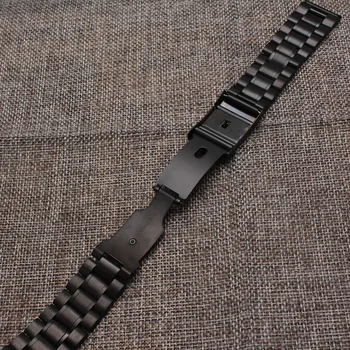 Watchstrap 18mm 20mm 22mm 24mm Black Metal Kartáčovaný Hodinky Náramek z Nerezové Oceli WatchBand Flip Lock Spony rychlé dodání 2017