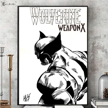 Wolverine Černé A Bílé Comic Wall Art Malířské Plátno Plakát Pro Domácí Dekor Plakáty A Tisky Nezarámované Dekorativní Obrázky