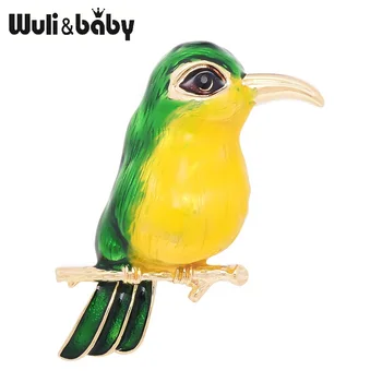 Wuli&baby Fialové Zelený Pták Smaltované Brože Dámské Pánské Slitiny Zvířat, Svatební Hostiny Stran, Brož Dárek Dívka Příslušenství