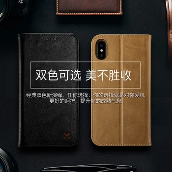 XOOMZ Zbrusu Originální Kožený Kryt Pro iphone X XR XS MAX Přírodní Hovězí kůže Flip Telefon Pouzdro Wallet Card Pocket Magnetic Blízko