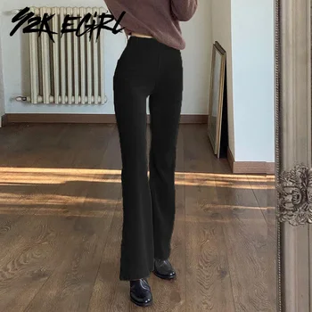 Y2K EGIRL 90. let Módní Manšestrové Světlice Kalhoty Indie Estetiky Solidní Vysokým Pasem Dlouhé Kalhoty Vintage Slim Hnědé Kalhoty Streetwear
