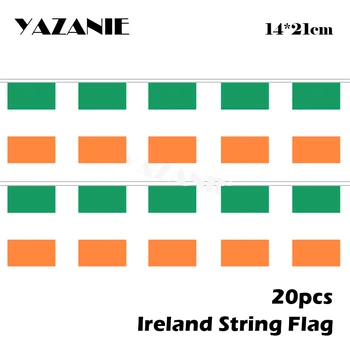 YAZANIE 14*21 cm 20KS Malých Irsko Řetězec Vlajky IRE IR IRSKÉ Národní Vlajky Banner Používá Pro Festival bytové Dekorace