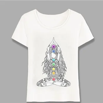 Yo Ga Dívka Buddha Mandala Chakra Energie Lotus Mocenských Center Zen T-Shirt Ženy Krátký Rukáv Dívčí Topy Roztomilý Dívka Tees Harajuku