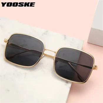 YOOSKE Vintage Náměstí sluneční Brýle Muži Značky Designový Kovový Rám Sluneční Brýle pro Ženy Odstíny Černé Dámy Růžové Brýle UV400