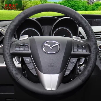 Yuji-Hong pravé Kůže Auta Volant Zahrnuje Pouzdro pro MAZDA 3 2011-CX-7 CX-9 Mazda 5 2011-2013 Ručně šité z Pravé Kůže