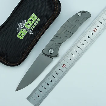 ZELENÉ TRN T-Vzor F95 D2 blade Titanu rukojeť ložisko Flipper skládací nůž Venkovní táboření, lov, vložit nože EDC nástroje