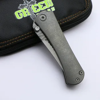 Zelené trn vlastní SBK skládací nůž čepel M390 stone wash titanu rukojeť nůž outdoor camping přenosné taktické EDC nástroje