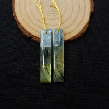 Zelený Kyanit Modré Kyanit Labradorit Intarzie Náušnice 41x8x4mm 8,8 g Přírodního Kamene Módní Ženy Náušnice Šperky
