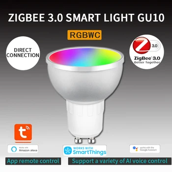 Zigbee 3.0 Gu10 inteligentní LED žárovka 5W RGB pracuje s Tuya SmartThings Aplikace hlasové ovládání Alexa Echo Plus Google Domov