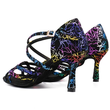 Značka 2020 latin taneční boty pro ženy, tango praxe taneční sál taneční boty vícebarevná 6-9cm podpatek Módní Měkké Sexy