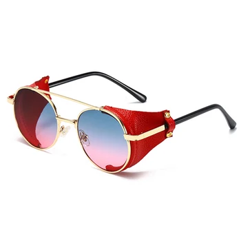Značky Návrhář Steampunk Kulaté sluneční Brýle Muži Ženy Retro Gradient sluneční brýle pro Muže Vintage Brýle UV400