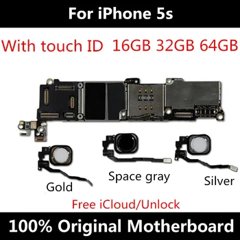 Základní deska Pro iPhone 5S Odemčený základní Deska 16GB 32GB 64GB Originál S Touch ID, IOS Systém Plně Funkční Logiky Deska