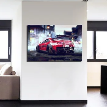 Závodní umělecká Díla, Toyota Supra, Sportovní Vůz Plakát Wall Art Obrázky, Malování na Zeď Umění pro Obývací Pokoj Domácí Výzdoba (Bez Rámečku)