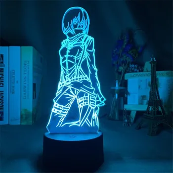 Útok Na Titan Anime 3D Lampa LED Domácí Dekorace Eren Jaeger Levi Mikasa Obrázek Lampara Ložnice Noční Noční Světlo Domova