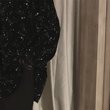černá halenka muži oblečení 2020 jarní korejský styl jedinečné Zářící hvězda sametové košile pánské ležérní volné sametové topy dlouhý rukáv