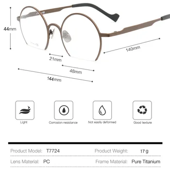 Čistý Titan Polovinu rámu Brýlí rám Itálie Značky Design Unisex dioptrické Brýle rám Krátkozrakost Optické Brýle Rámy