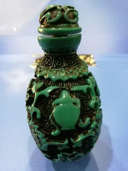 Čína Tyrkysové vyřezávané dragon starý Peking šňupací láhve