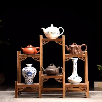 Čínské Kung-Fu čajové konvice Řemesla Displej Držák Police Konvice Čajová souprava řezbářství Zobrazení Stojan Dekorace Domů Čajové Příslušenství