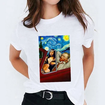 Ženy Slunečnice Malování Topy Ležérní Dámské Lady T-Shirt Tees Tisk O-krk Camisas Estetické Harajuku T Shirt T-košile