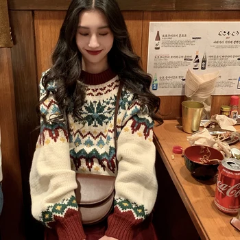 Ženy vánocích pletený Svetr na Podzim a v zimě volné korejský styl ženy tlusté teplé Svetry a pulovry, dámské (C8649)